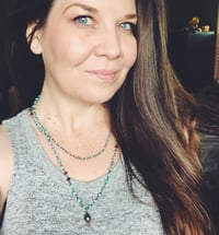 Image 2 of Kingman turquoise and garnet mala necklace