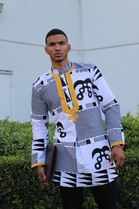 Image 1 of The Sikani shirt - black and gold tribal 