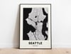 Seattle Map - Minimalist Modern Black and White USA City Map Poster