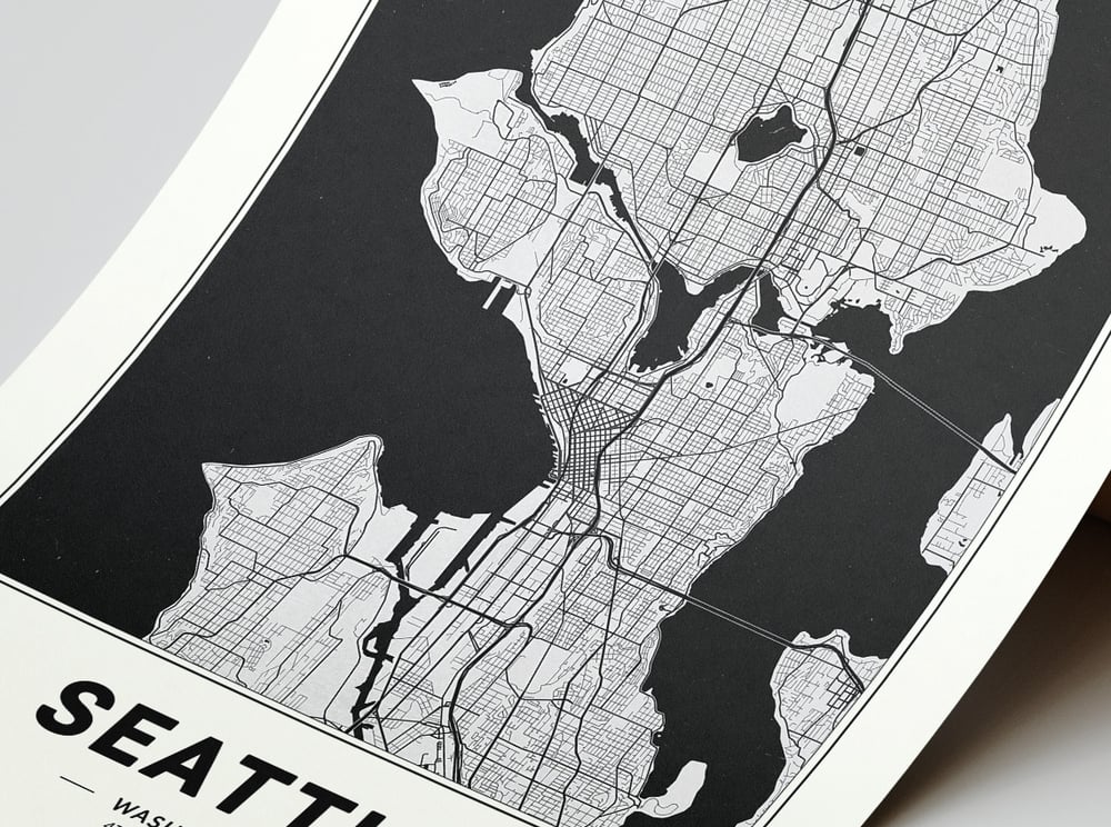 Seattle Map - Minimalist Modern Black and White USA City Map Poster