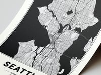 Image 2 of Seattle Map - Minimalist Modern Black and White USA City Map Poster