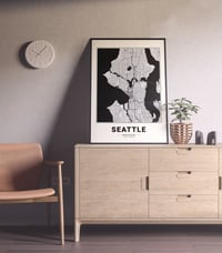 Image 3 of Seattle Map - Minimalist Modern Black and White USA City Map Poster