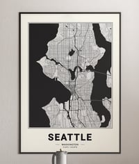 Image 4 of Seattle Map - Minimalist Modern Black and White USA City Map Poster