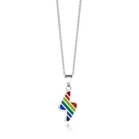 Image 1 of Rainbow Lightning Bolt Silver Pendant & Chain