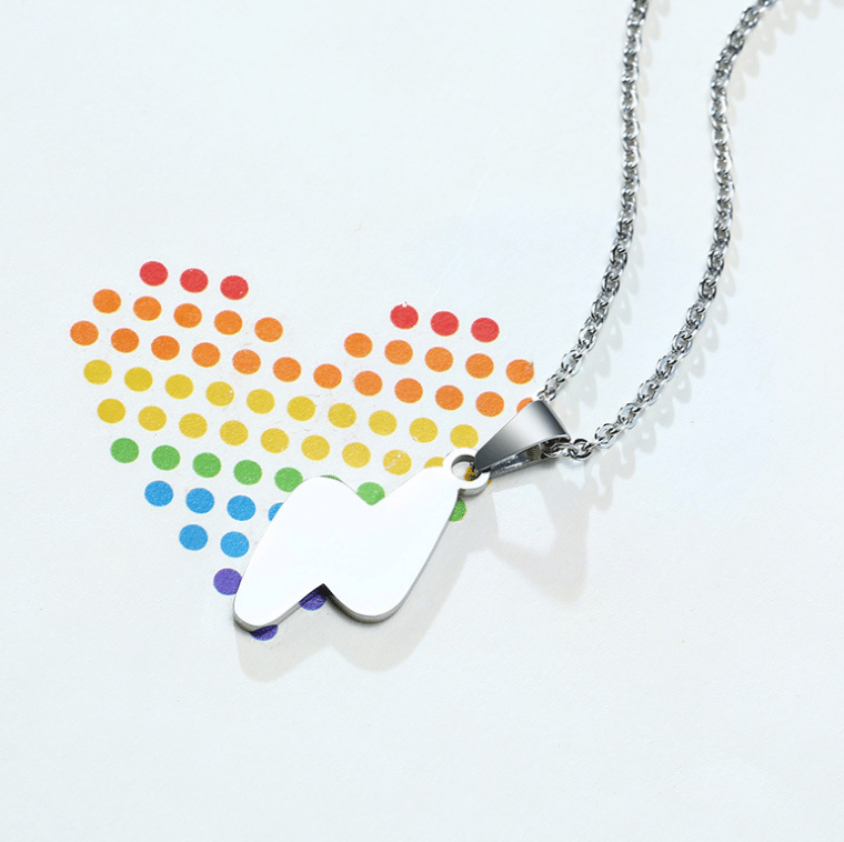 Rainbow Lightning Bolt Silver Pendant & Chain