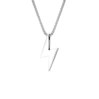 Image 3 of Heavy Lightning Bolt Silver Pendant & Chain