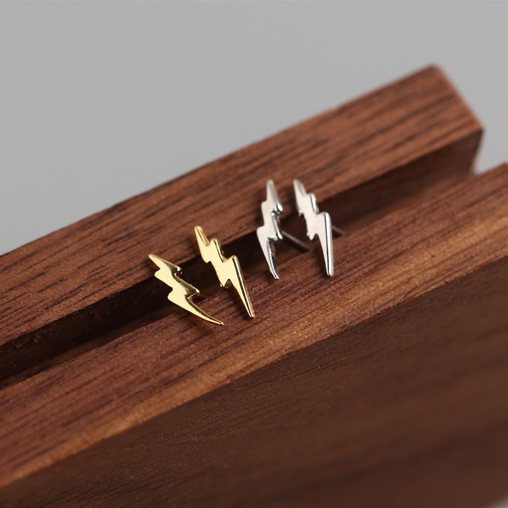 Lightning Jagged Bolt Earrings (Silver or Gold)