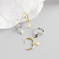 Image 4 of Lightning Bolt Droop Hoop Earrings (Silver 925)