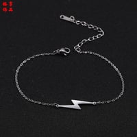 Image 1 of Stainless Steel Lightning Bolt Bracelet (Silver)