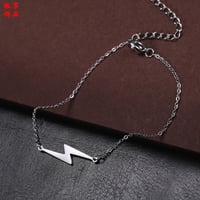 Image 5 of Stainless Steel Lightning Bolt Bracelet (Silver)