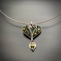Image 1 of Fiddlehead Heart with Pearl and Leaf Drop