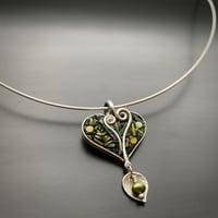 Image 2 of Fiddlehead Heart with Pearl and Leaf Drop