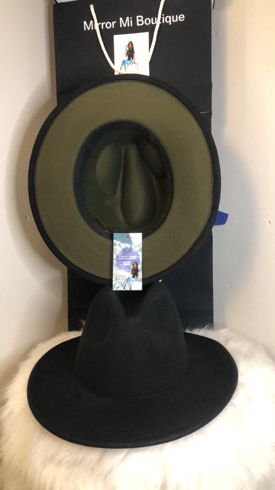 Image of Dirty Diana Fedora in Black with Olive Bottom Large