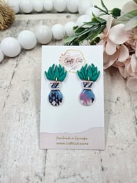 Patterned Pot Succulent Polymer Clay Earrings