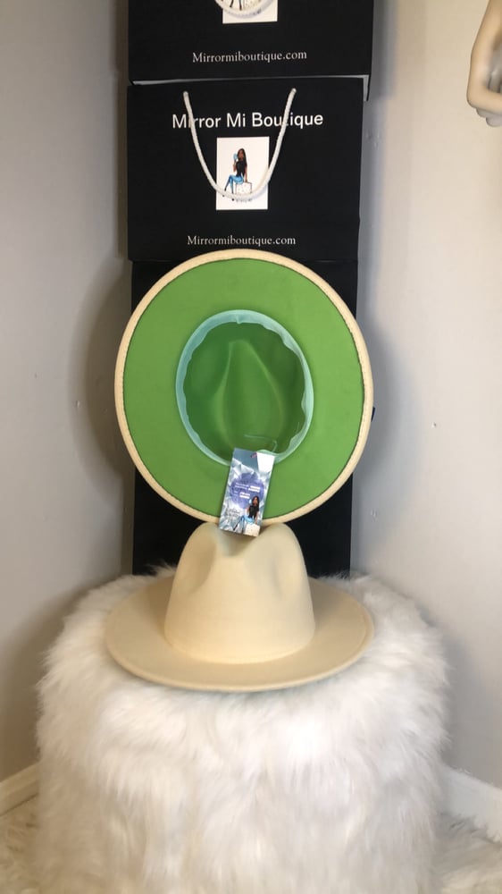 Image of Dirty Diana Fedora in Cream with Lime Bottom