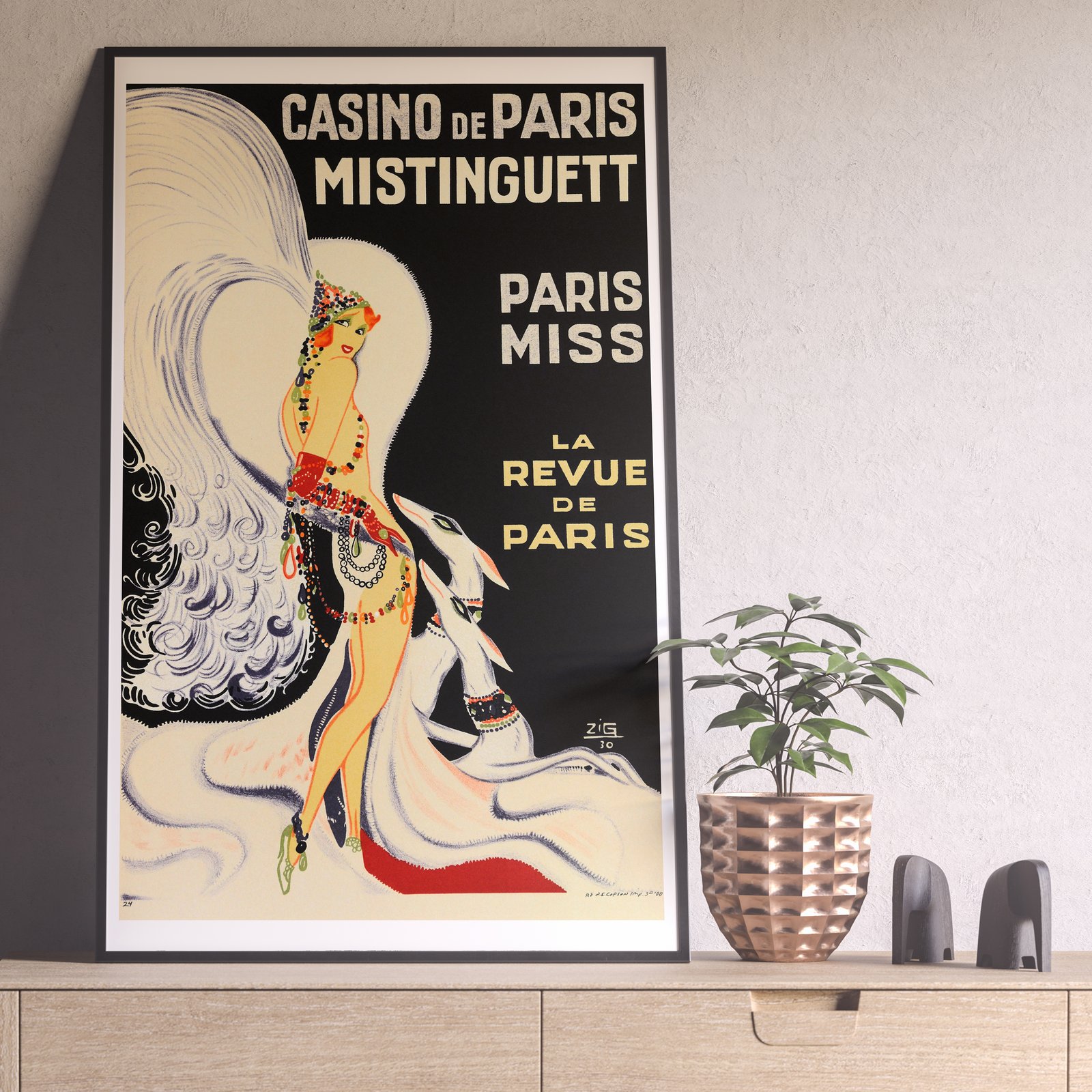 Mistinguett - La Revue de Paris | Zig | 1930 | Vintage Ads | Wall