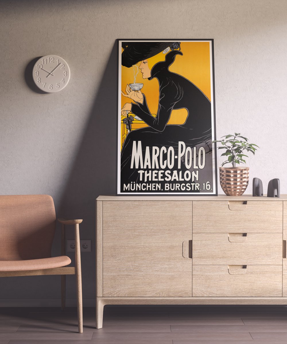 Large HD Poster Vintage French Advertising Poster Marco Polo Thee Salon 