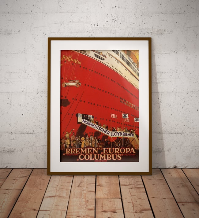 Bremen Europa Columbus | Bernd Steiner | 1930 | Wall Art Print | Home Decor | Vintage Travel Poster