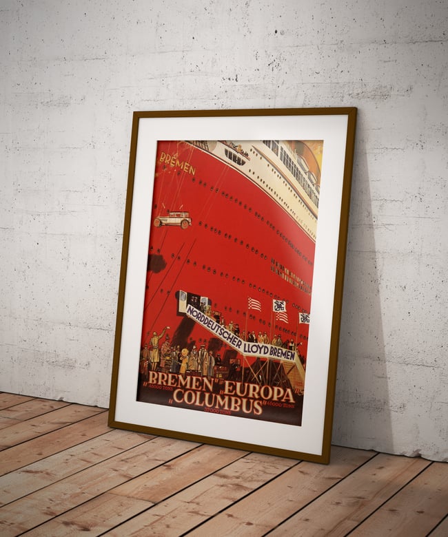 Bremen Europa Columbus | Bernd Steiner | 1930 | Wall Art Print | Home Decor | Vintage Travel Poster
