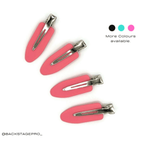No Bend No Crease Hair Clips - Made from Rubber (Pink 4 PACK) 
