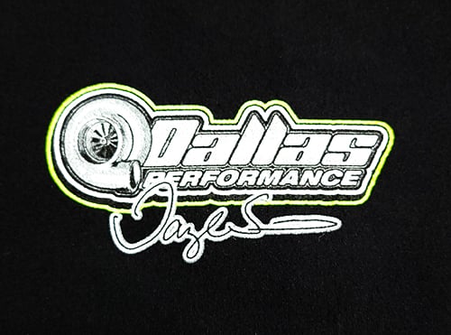 Dallas Performance T-Shirt w/Rear Turbo View - White Huracan - Green Outline