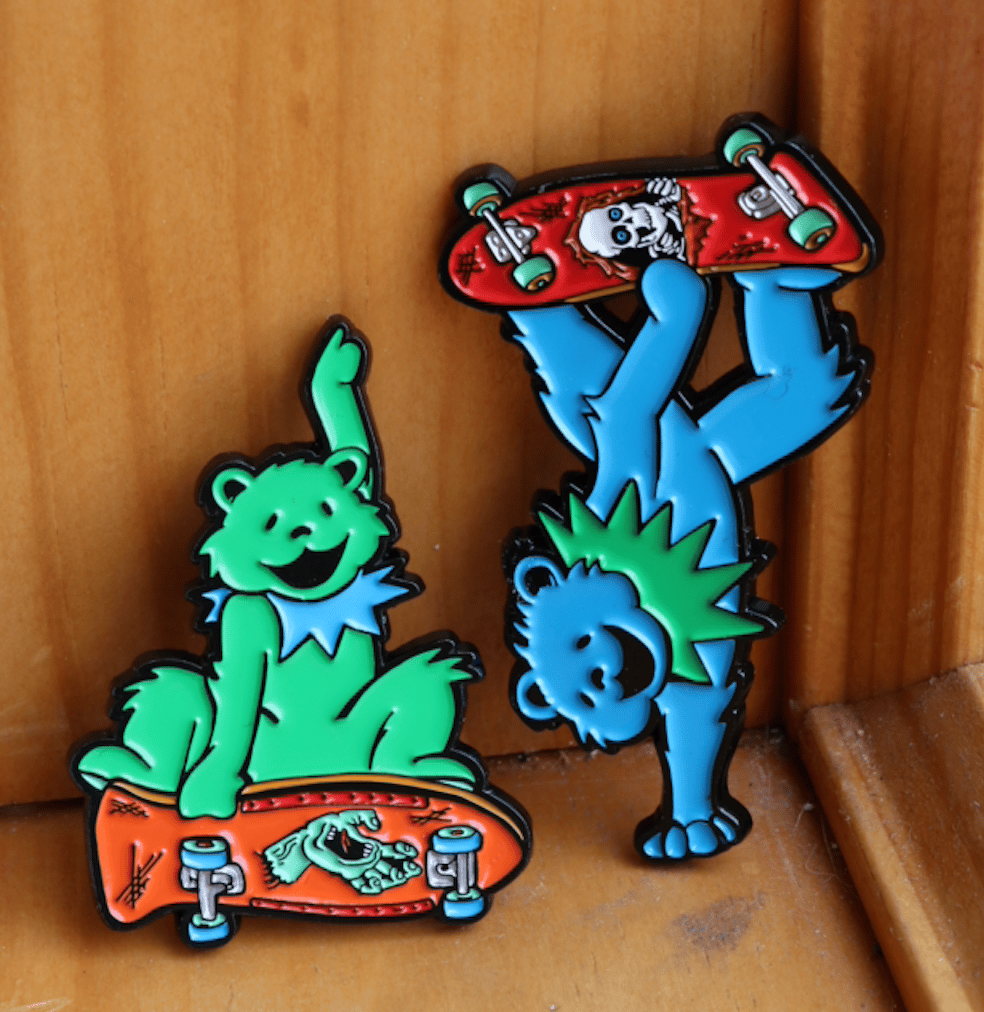 Old School Skateboard Bears pin set
