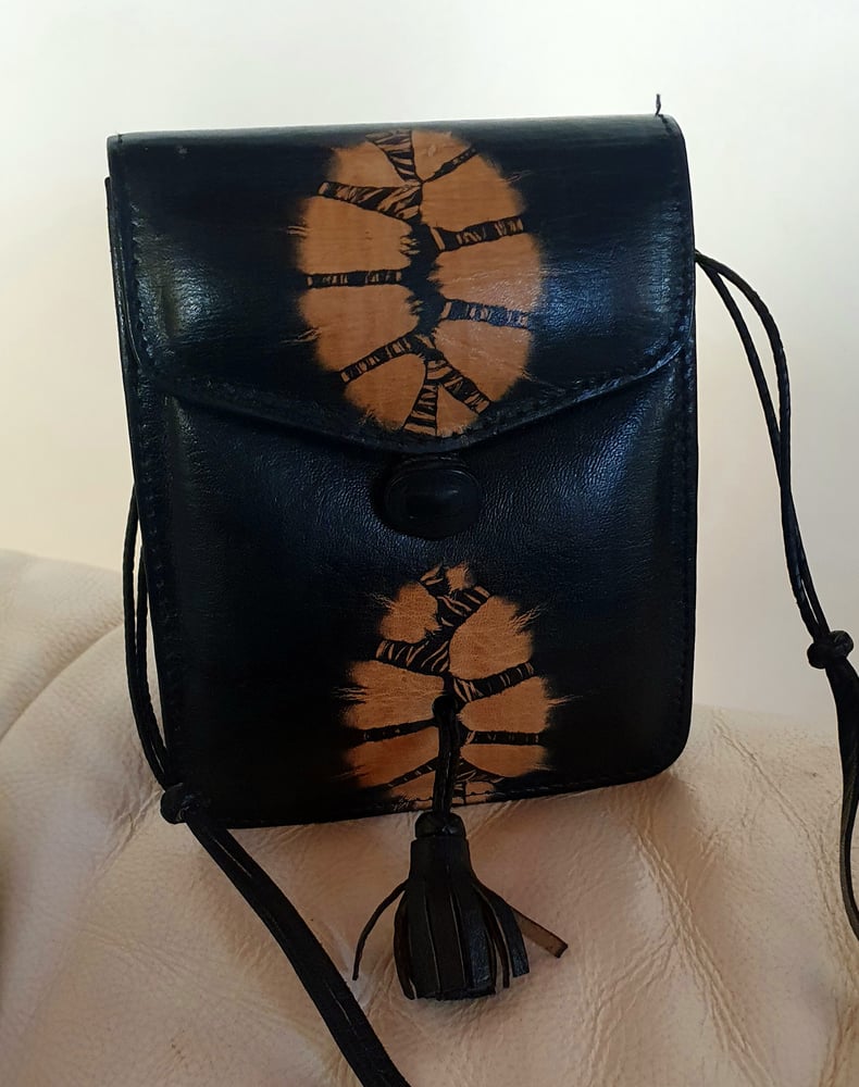 Image of Black leather handbag