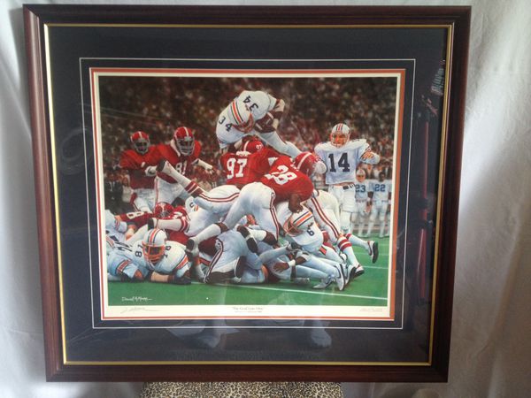 Image of Auburn Prints: Framed "Goal Line Dive" + "Miracle on the Plains" by Daniel Moore 