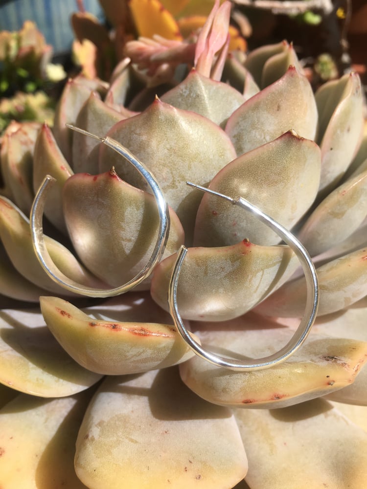 Image of Textured Silver Hoops 