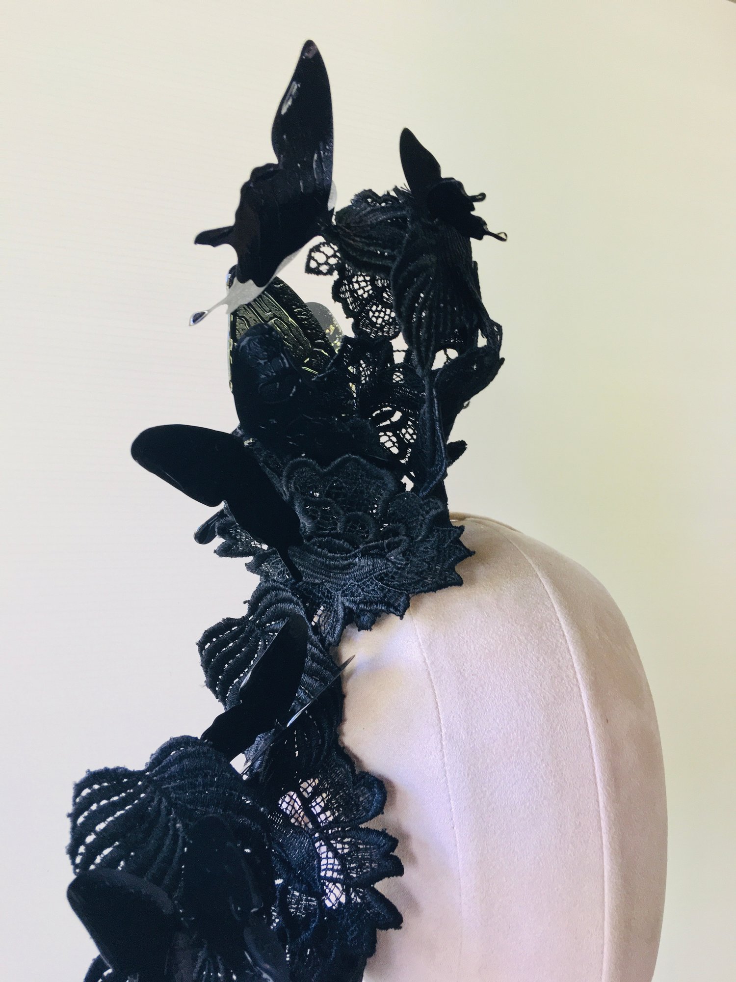 Image of Black lace headpiece  SOLD