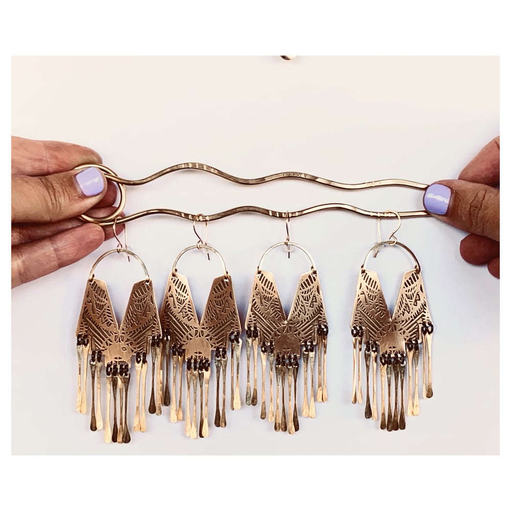 Image of Adorn Earrings w Brass Tassels