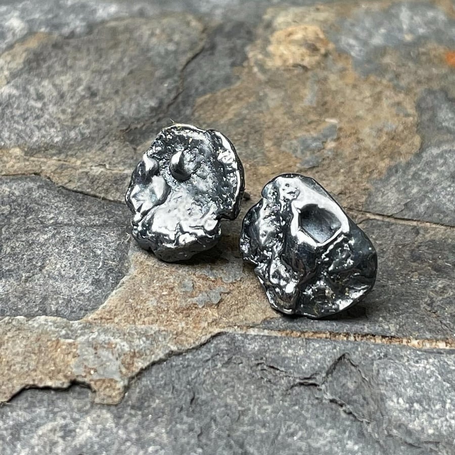Image of Crushed Fine Silver Stud Earrings