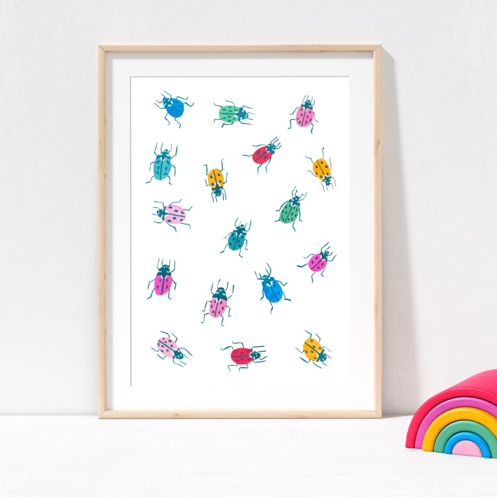 Image of Rainbow ladybirds prints
