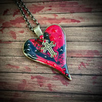 Image 1 of Gothic Heart Red Patchwork Pendant