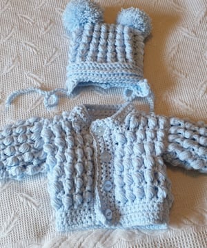 Image of Bobble  cardi and bonnet