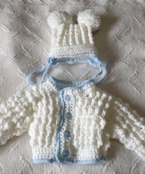 Image of Bobble  cardi and bonnet