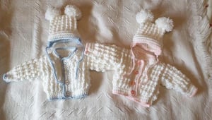 Image of Bobble  cardi and bonnet