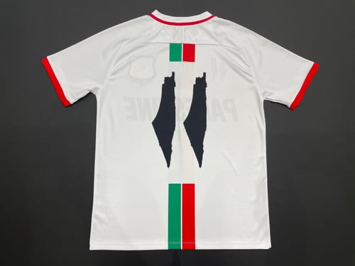 Image of Palestine White Centre Striped (Red/Green English) Football Shirt