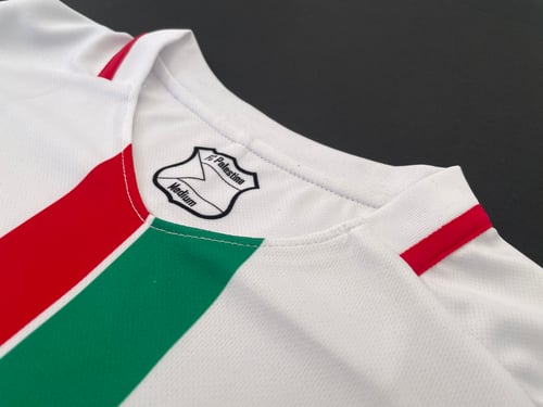 Image of Palestine White Centre Striped (Red/Green English) Football Shirt