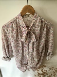 Image 1 of Blouse japonaise vintage Fleurs rose pale 