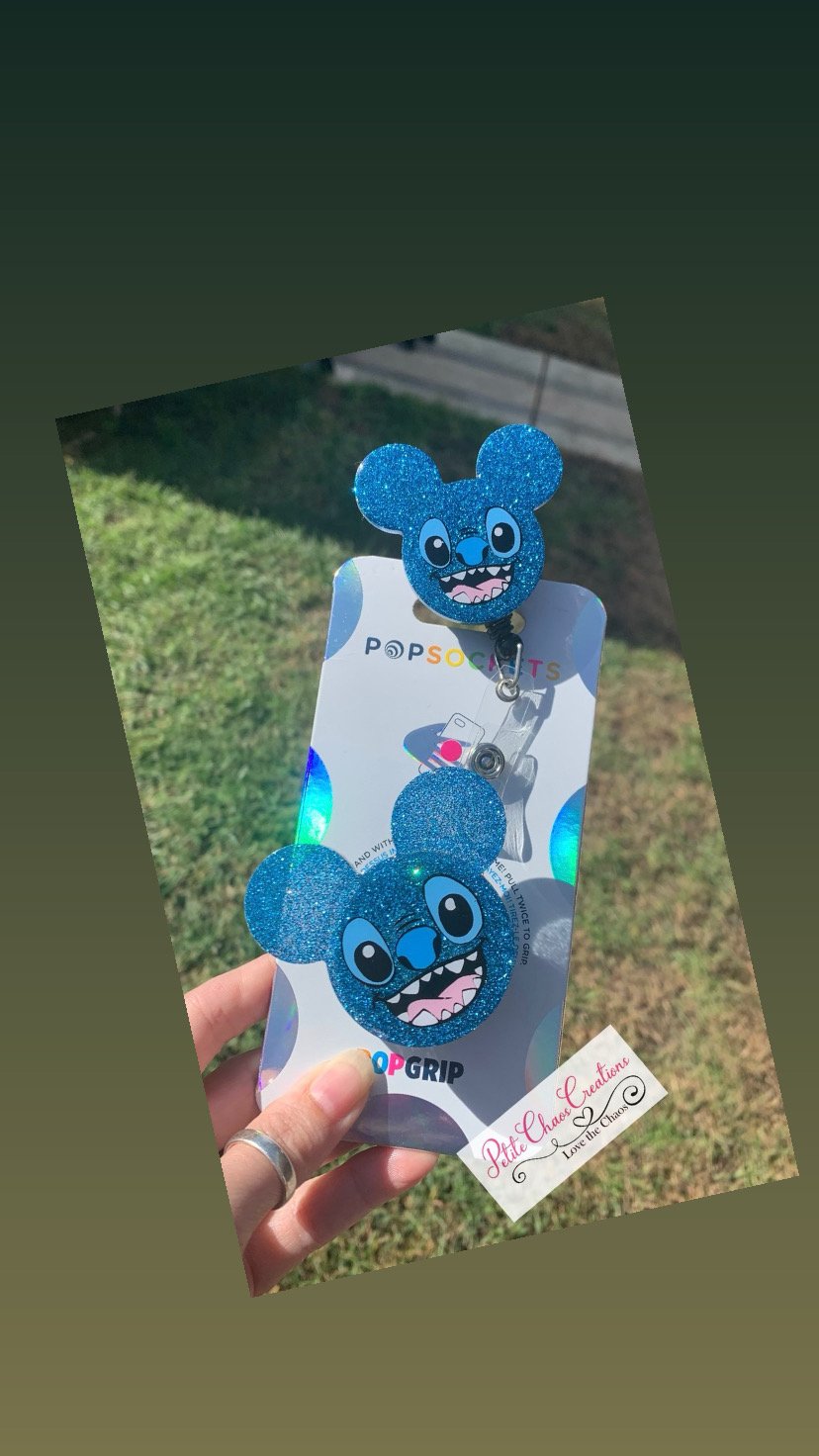 Stitch Phone Grip and Badge reel