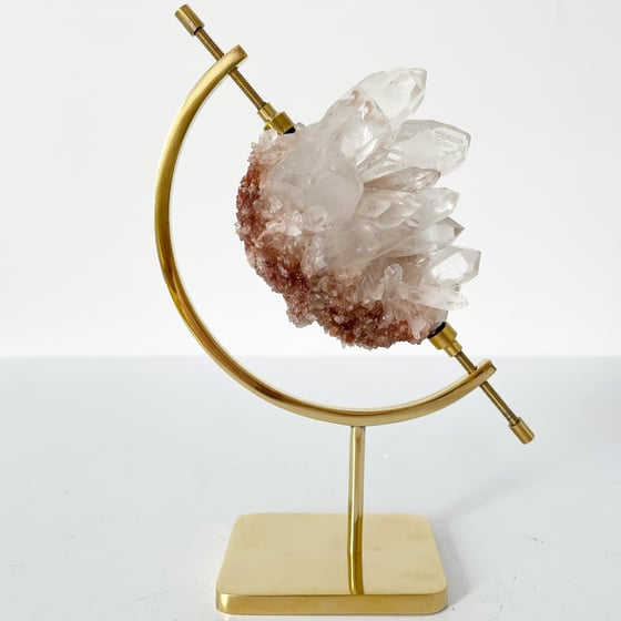 Image of Pink Quartz no.160 + Brass Arc Stand