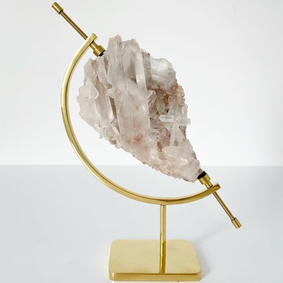Image of Pink Quartz no.25 + Brass Arc Stand