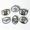 6pcs Handmade Bat Charms Pendants Vintage Gothic Supplies Oval Art Glass Brass