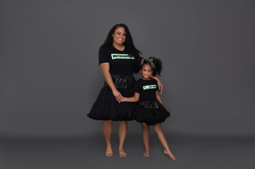 Motherhood Tee Mint & Black