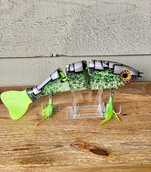 Image of 10” Triple Trout Floater — Armored Chartreuse Magic with Feathered Hooks