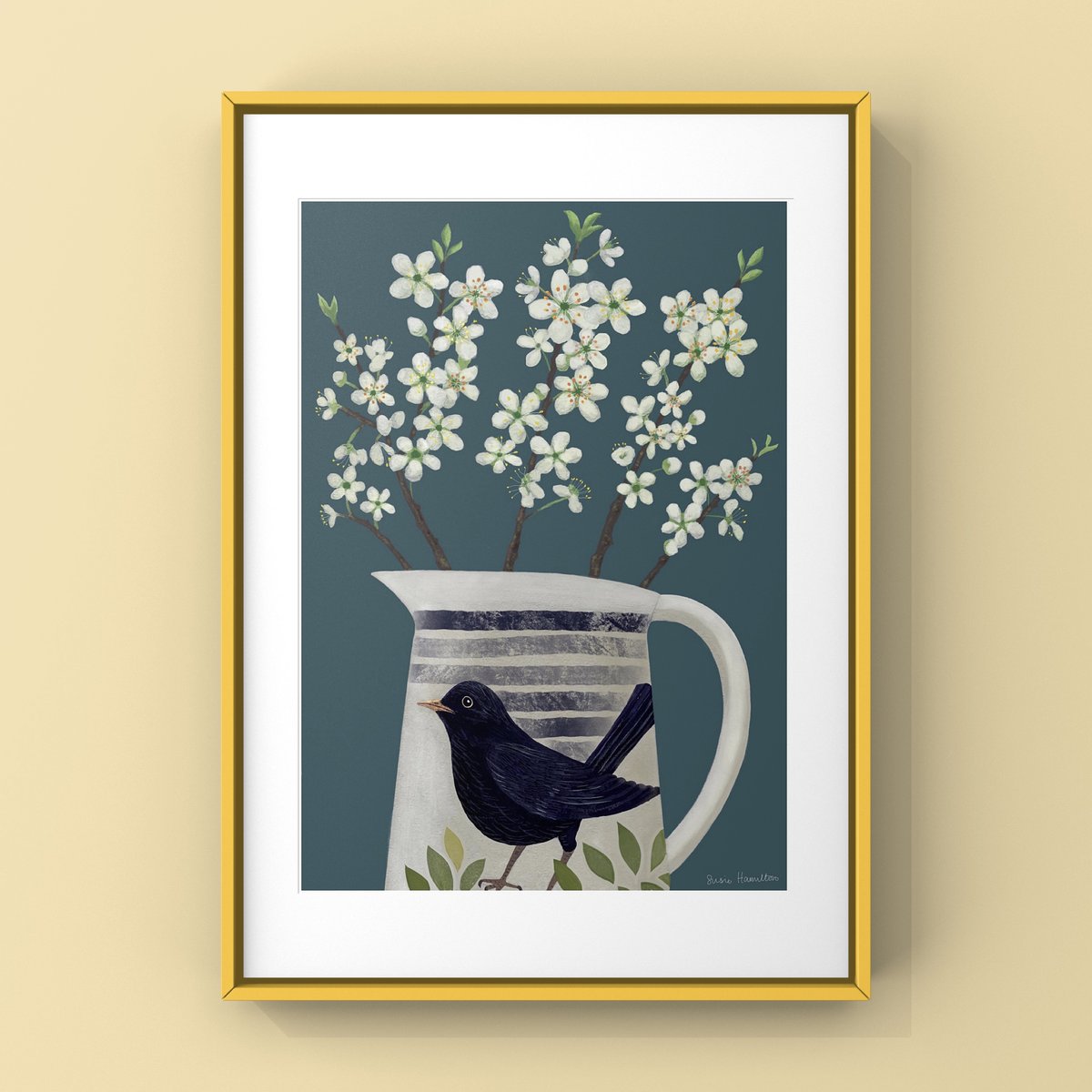 Blossom in Blackbird Jug Print