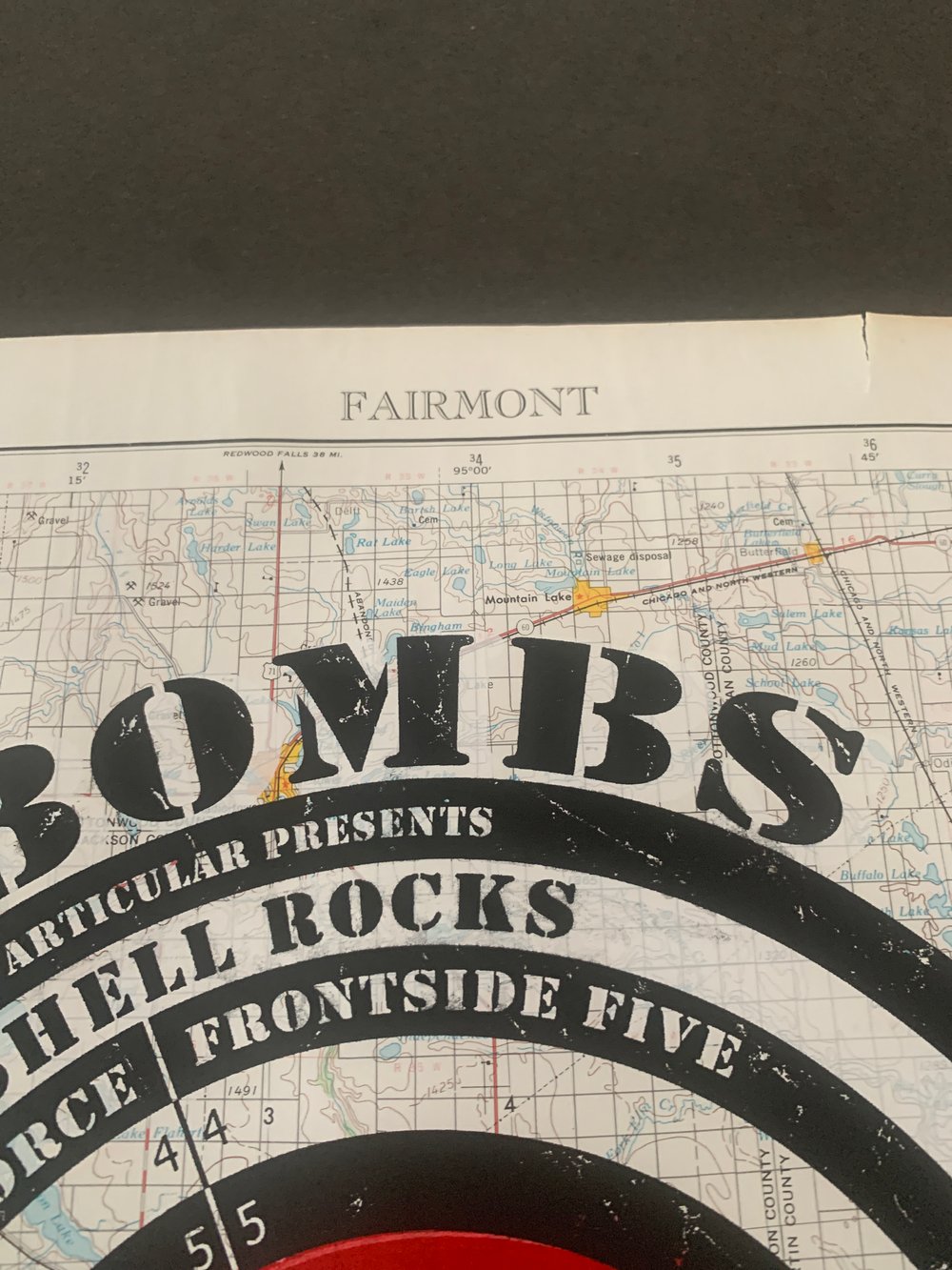 EMEK One Of A Kind US Bombs Silkscreen Concert Poster On Vintage Map Paper #7, Signed 2006