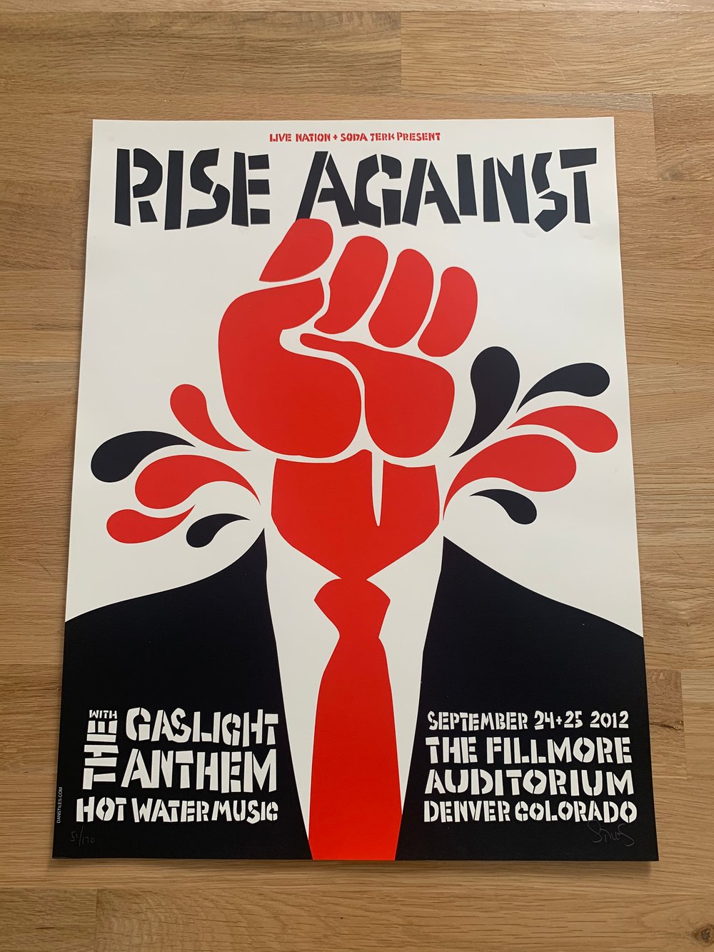 Rise Against / Gaslight Anthem Signed + Numbered Silkscreen Concert Poster 