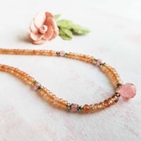 Image 2 of Tangerine and Strawberry Pink Jade Necklace